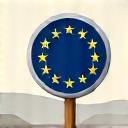 Symbolbild einer europäischen Grenztafel