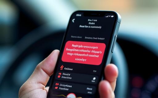 Ein Smartphone, das eine Warnmeldung für eine kommende Mautstation anzeigt